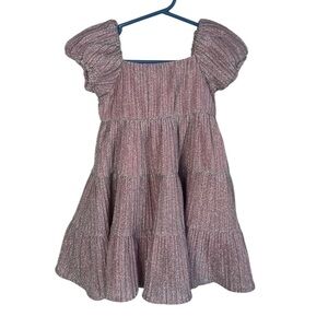 Rachel Zoe Glittery Dusty Pink Dress with Bow 2T